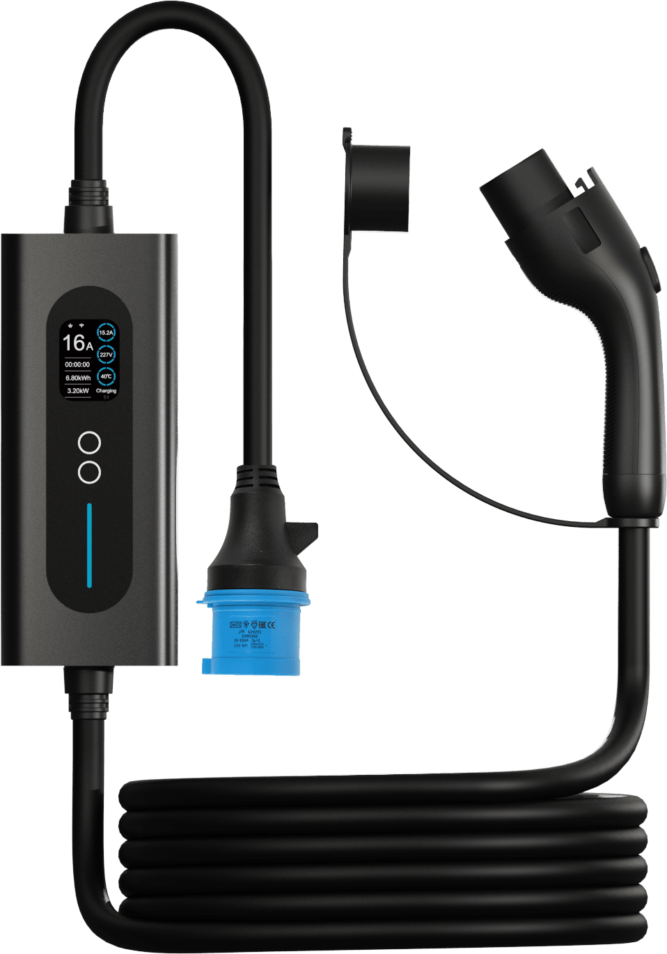 Портативное устройство для электромобиля GBT, 220В, 5 м, с дисплеем