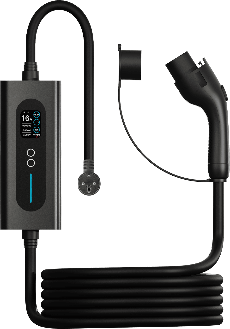 Портативное устройство для зарядки электромобиля GBT, 220В, 5 м, с дисплеем