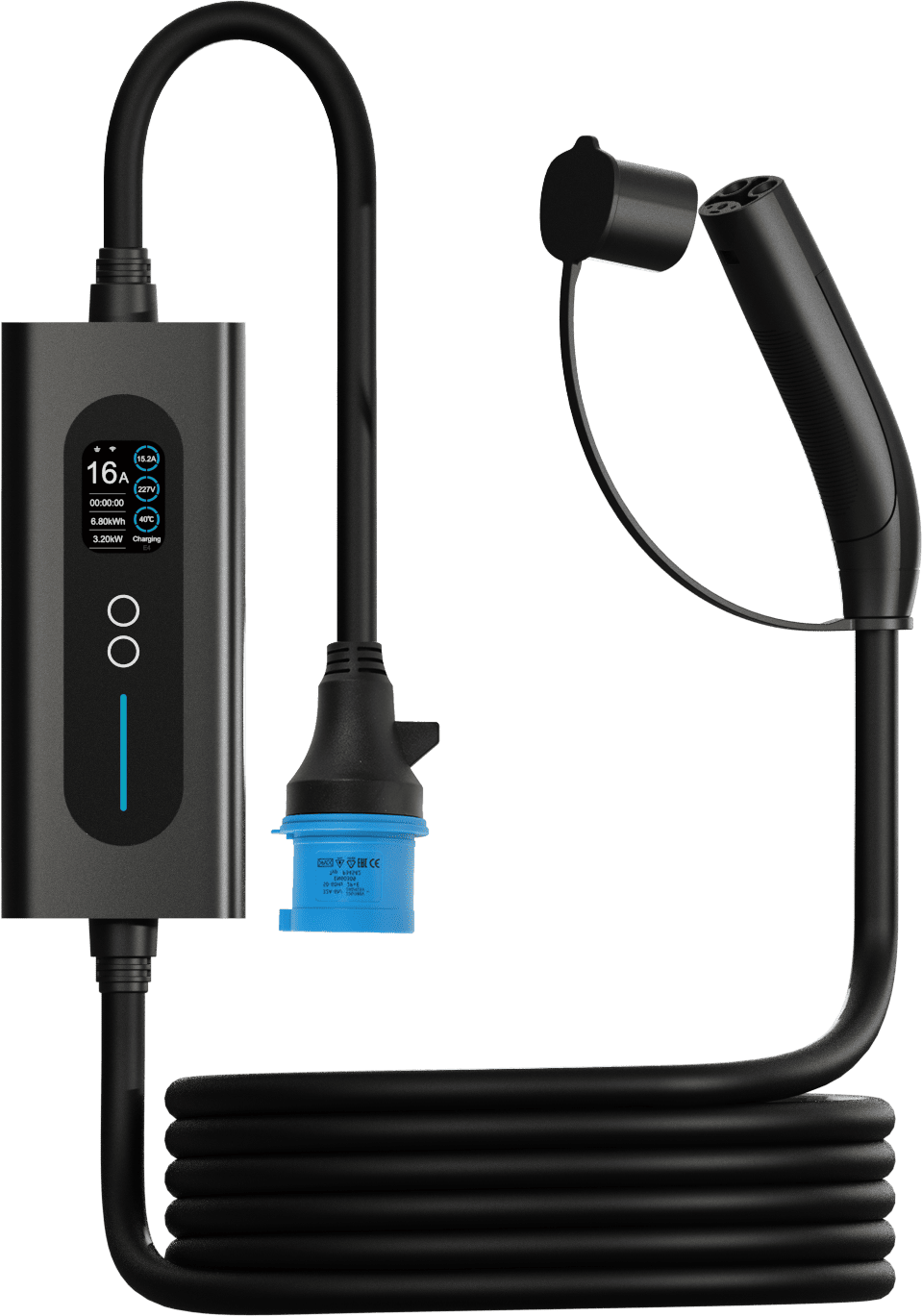 Портативное устройство для электромобиля NACS, 220В, 7 м, с WI-FI и дисплеем