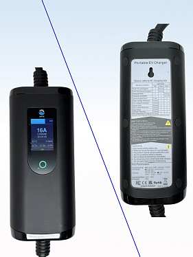 Портативное устройство для зарядки электромобиля TYPE 2, 220В, 5 м (32A), с дисплеем