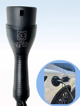 Портативное устройство для зарядки электромобиля TYPE 2, 220В, 5 м (32A), с дисплеем