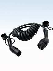 Зарядный кабель-спираль для зарядки электромобиля TYPE 2-TYPE 2 на 7 м и 22 кВт (трехфазный)