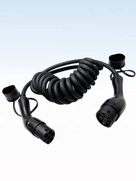 Зарядный кабель-спираль для зарядки электромобиля TYPE 2-TYPE 2 на 7 м и 22 кВт (трехфазный)